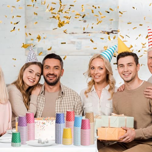 500 Pcs Disposable Paper Cups Small (Multicolor / Dot)