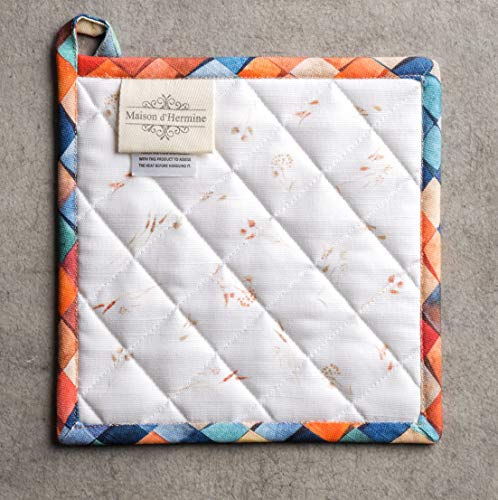 Pot Holders 100% Cotton Potholders (084 - Faisan D'automne / 8" x 8" (Pot Holder Pack of 1))