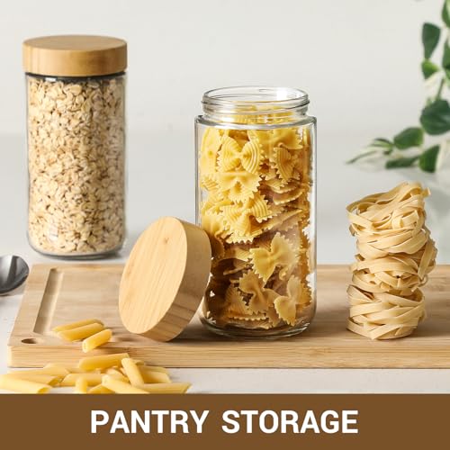 4 pack 24oz Glass jars with Airtight Lids (Natural-4-24oz)