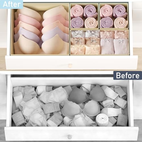 Drawer Organizer Clothes (Beige / 28 Pack)