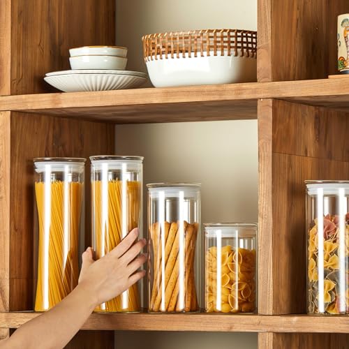 Glass Canisters with Airtight Lids (Clear / 9-50oz 2Pack)