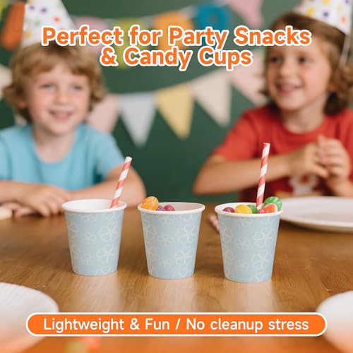 100 Pack 3 oz Bathroom Paper Cups for Mouthwash (Mist blue / 3 oz)