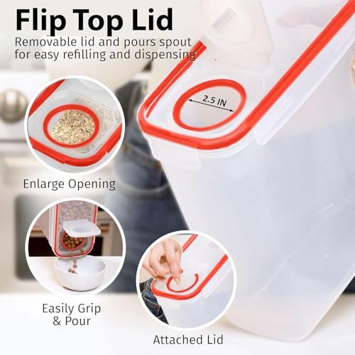 2 Pack (6.3L / 213OZ) EXTRA Large Airtight Food Storage Cereal Containers for Bulk Food Storage BPA-Free Plastic Container, Pantry Organization and Canister for Rice, Pasta, Sugar & Flour (Red)