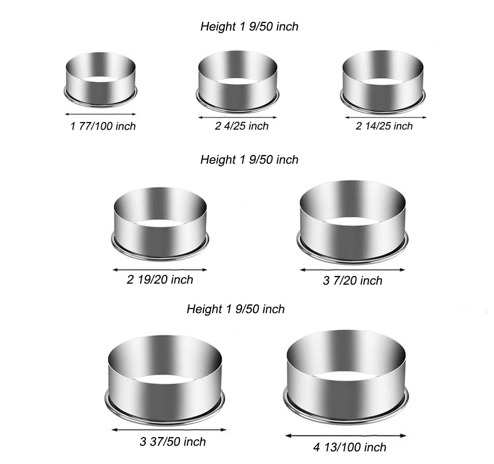 7 Pieces Stainless Steel Cookie Cutter Set Biscuit Plain Edge Round Cutters Sizes Shape Molds Ranging from 2 (7 Sizes Plain Edge)