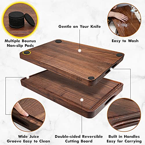 Walnut Wood Cutting Board 17x11 in Large Wooden Chopping Board (Edge Grain / 17"L x 11"W)
