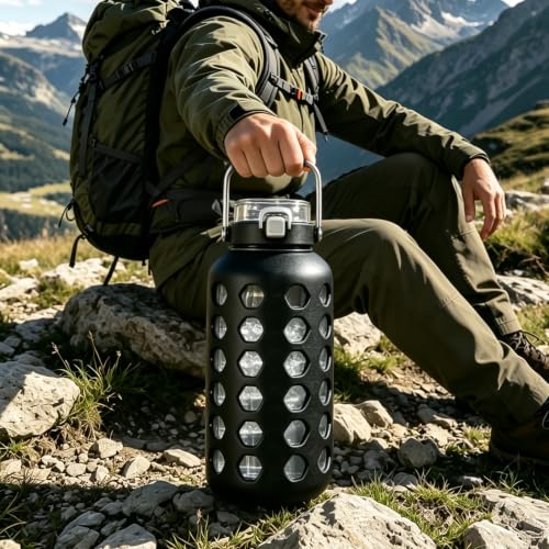 84 oz Glass Water Bottle (Black / 84 Ounces)