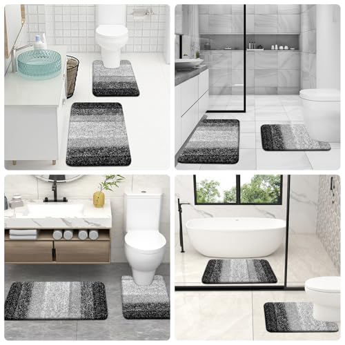 Luxury Toilet Rugs U (24" X 20" Contour Rug / Black)