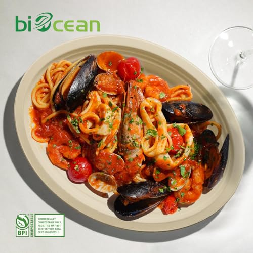 12.5 Inch Compostable Oval Plates [125 (12.5In125PCNatural)
