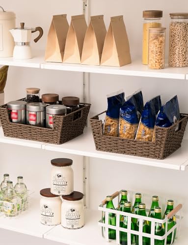 Pantry Baskets for Shelves (Brown / 13 ½"L x 10 ¾"W x 5"H)