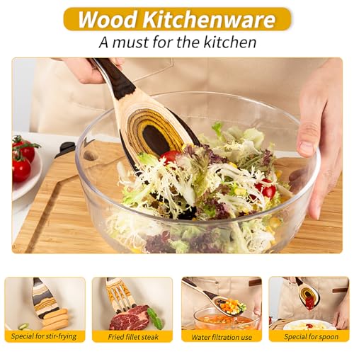 7 Piece Brown Pakkawood Utensils Set (7 PCS Brown)
