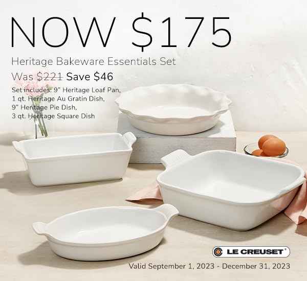Le Creuset Stoneware 4 PC Heritage Bakeware Set, Oyster