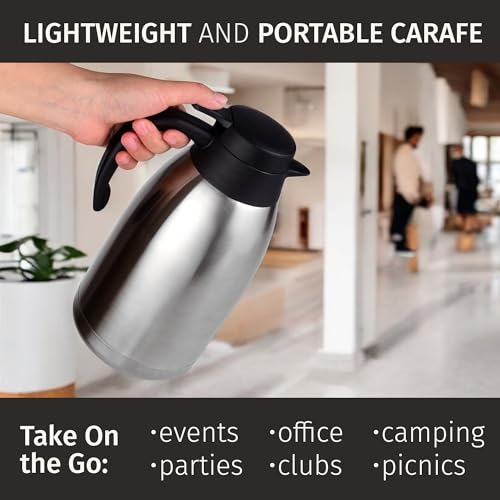 Thermal Coffee Carafe 2L (Silver w/ Brush / 68 Ounces)