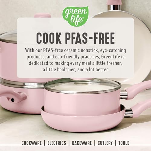 2 Piece 8" & 10" (8" and 10" Frying Pan Skillet Set / Blush Pink)