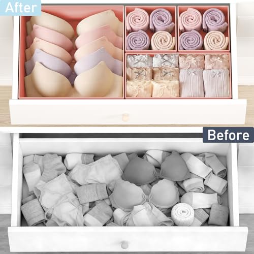 Drawer Organizer Clothes Storage (Pink / 28 Pack)