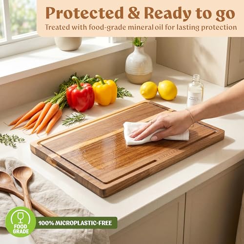 Acacia Wood Cutting Boards for Kitchen Set of 3 (Acacia Double Sided)