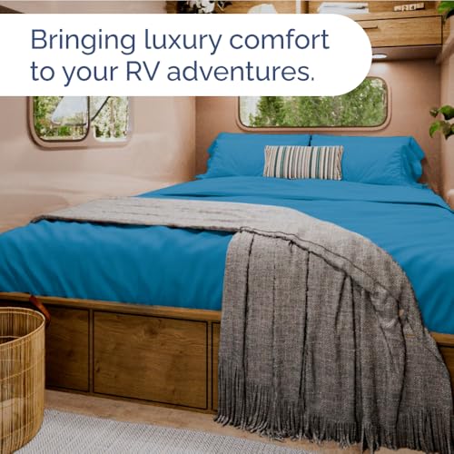 Short Queen Size 4 Piece Bed Sheet Set (20 - Denim Blue / Short Queen)