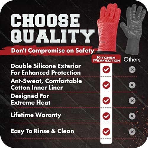 XL Silicone Smoker Oven Gloves (Red / X-Large)