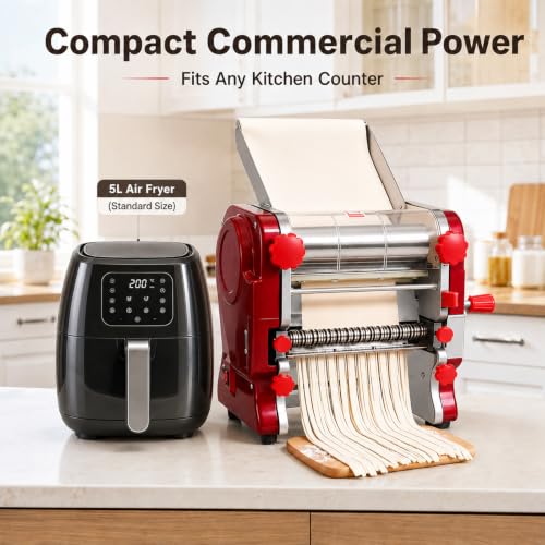 Electric Pasta Making Machine Commercial Noodle Spaghetti Maker Dough Roller with 2mm (Red / 2/6MM)