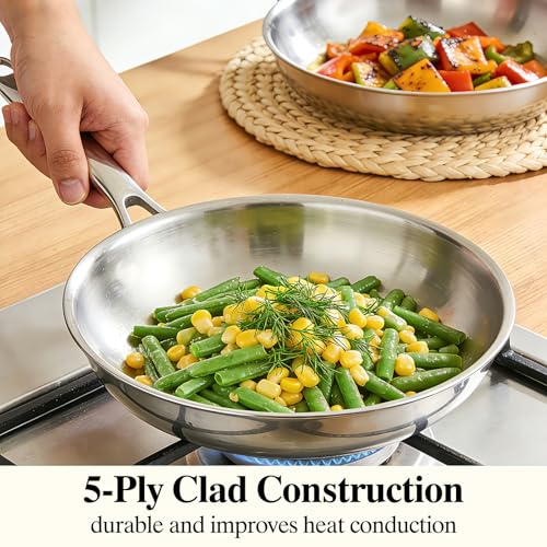 Stainless Steel Frying Pan Set with Lid (8 10 12 Inch with lid)