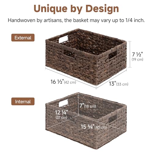 Large Wicker Baskets (Brown (Water Hyacinth) / 16½"L x 13"W x 7½"H)
