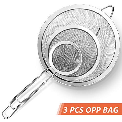 3Pcs Super Wire Extra Fine Mesh Strainer with Handle