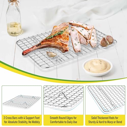12x9 Inch Stainless Steel Cooling Rack Set Fit Quarter Sheet Pan (11.75" x 9")