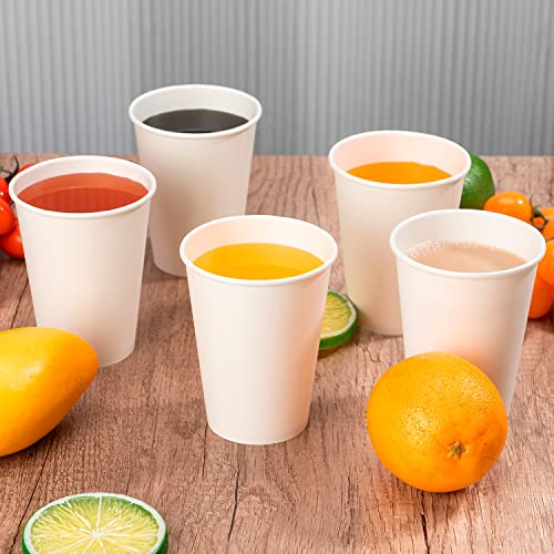 100 Pack 12 oz Disposable Paper Coffee Cups (White / 12 oz)