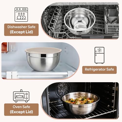 Mixing Bowls with Lids Set (Khaki / 10 Piece)