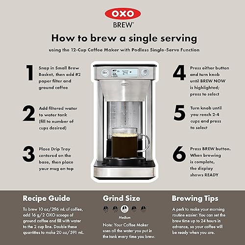 Brew 12 Cup Coffee Maker With Podless Single (Silver / 12-Cup (Maker Only))