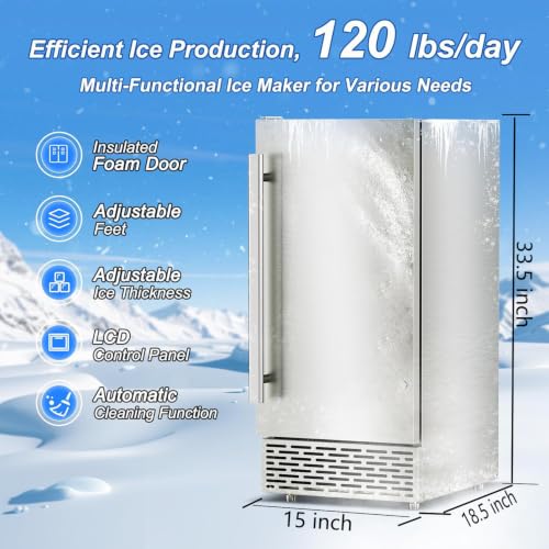 120LB Day Commercial Under Counter Ice Maker Machine with Auto