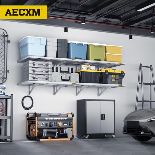 4 Pack 1.64x4ft Adjustable Garage Wall Shelving 1120lbs Load Capacity Heavy Duty Wall Mounted Storage Shelf Metal Floating Shelves for Garage (4pack-1.64x4ft / White)