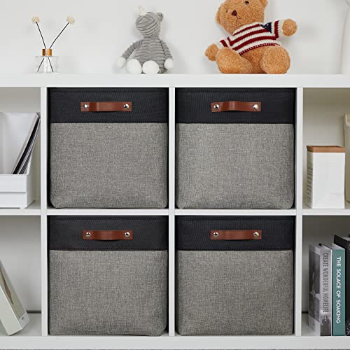 Storage Bins for Organizing (Black&Grey / L-13"x 13"x 13")