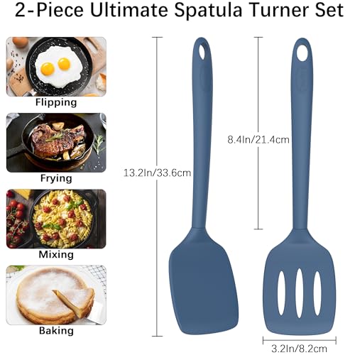 2 Pack Silicone Spatula Set (PureDarkBlue)