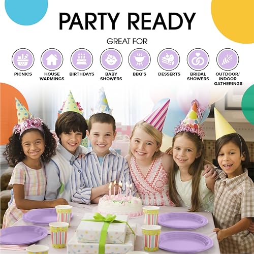 Party Solids Sturdy Lavender Plastic Plates 10" Party Plates 100 Pcs (10 inch / Lavender)