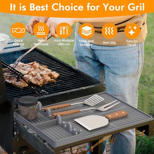 Silicone Griddle Tool Mat for Blackstone and Weber (Grey-2Pcs)