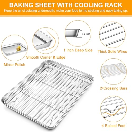 18x13 Inch Stainless Steel Baking Half Sheet with Wire Cooling Rack (2 Count)
