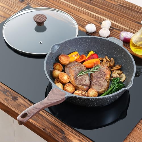 Nonstick Deep Frying Pan Skillet (Gray / 11-inch/4.5QT)
