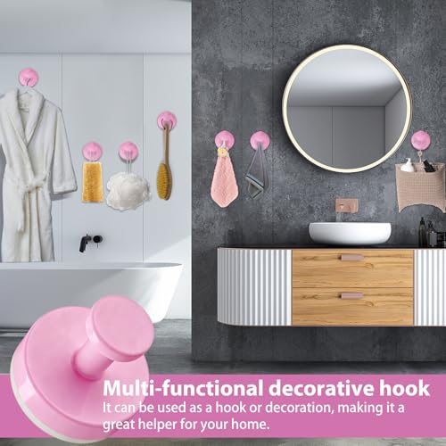 Suction Cup Hooks for Shower (Pink)