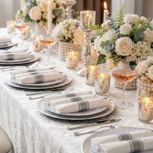400PCS Pre Rolled Silver Plastic Silverware Sets (Silver - Classic)