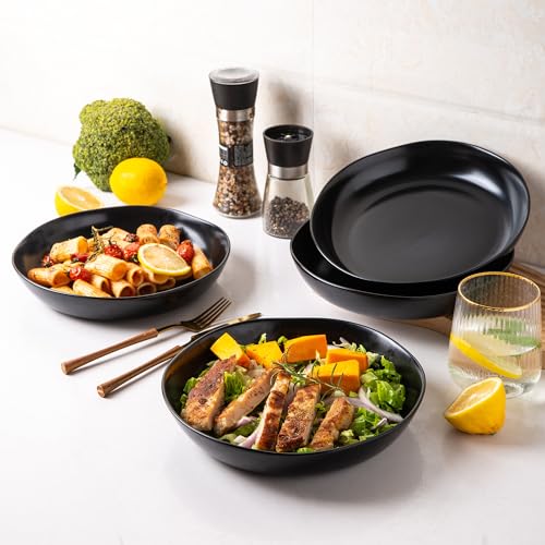 9.75'' Large Ceramic Pasta Bowls (Matte Black / Set of 6)