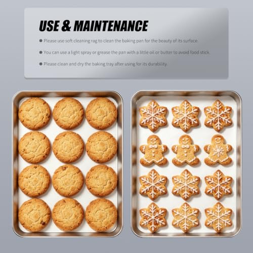 Commercial Grade Heavy Duty Baking Sheets Set of 2 (17.5X13X1in)