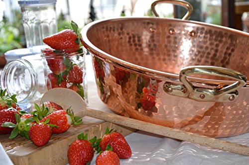 M'Passion 1.2mm Hammered Copper Jam Pan With Brass Handles (9.5 Quarts / Copper)