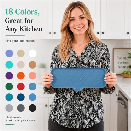 Silicone Soap Dish with Drain Spout (Lichen Blue / L(12"×4"))