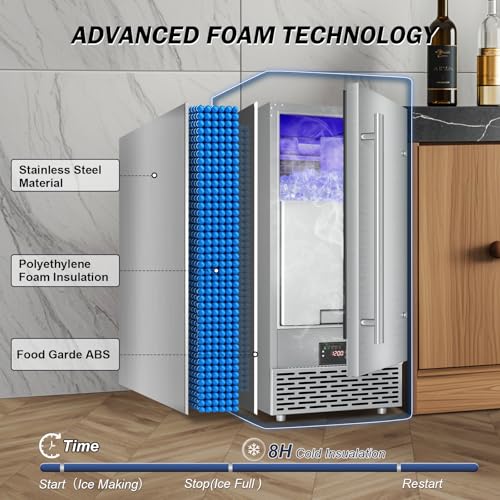 Under Counter Ice Maker Machine (120LBS/DAY-Foam Door)