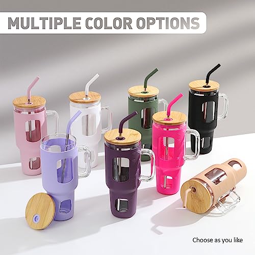 Glass Tumbler with Straw and Lid (Purple / 40 Ounces)