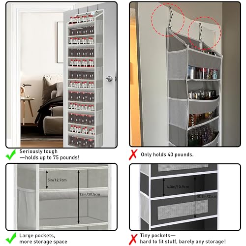 Over the Door Organizer Storage 6 Tier (over door organizer-Grey)