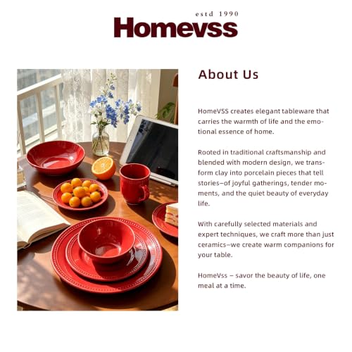 Pearl Dots Stoneware Dinnerware Set (20pc Set / Red)