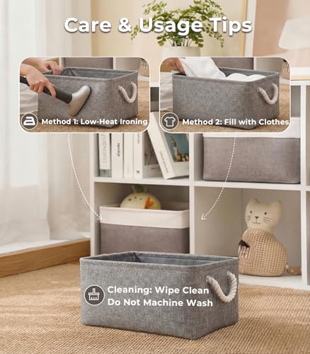 Storage Bins for Shelves (Grey / Small -11.8Lx7.9Wx5.2H)