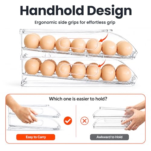 54 Egg Holder for Fridge with Silicone Bumpers