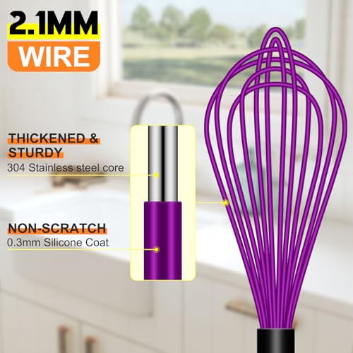 4 Pieces Silicone Whisks Set (Purple)